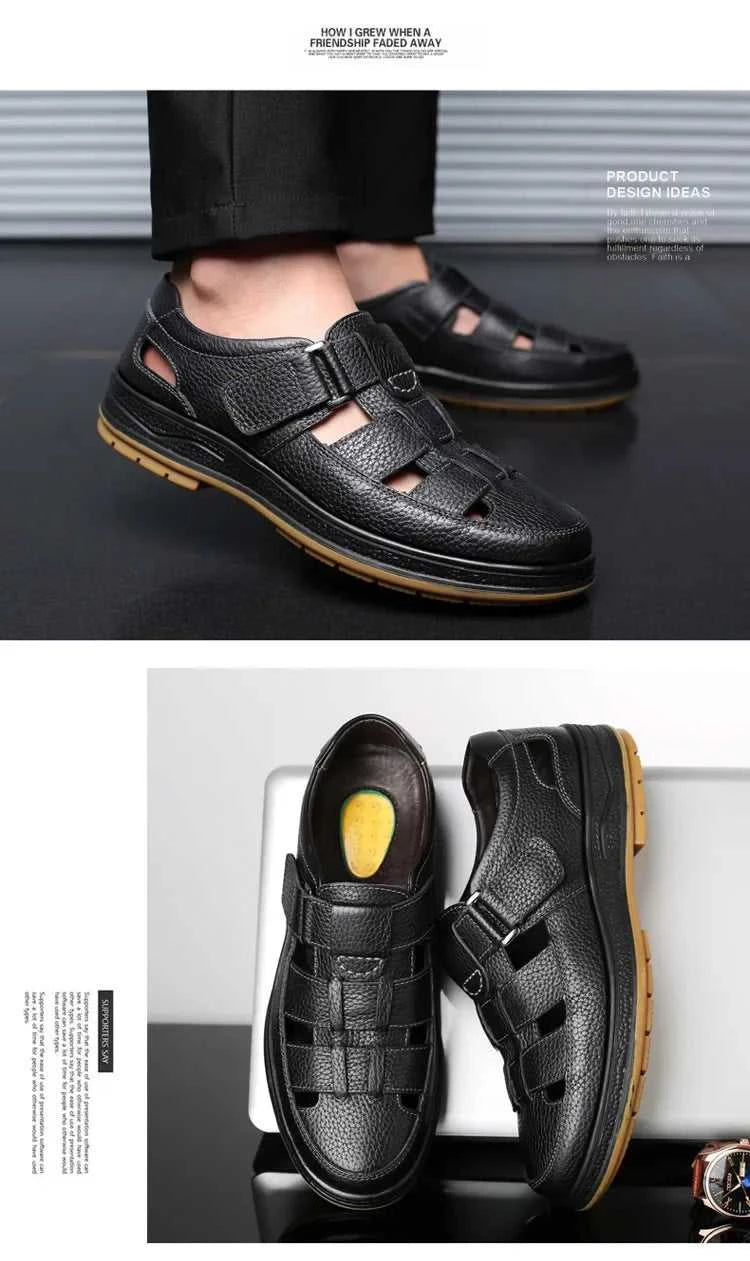 Men's Genuine Leather Sandals Breathable Summer Casual Shoes Soft Bottom Anti-Slip Hollow out Design Comfortable Dad Shoes The jack market .AU The jack market .AU Step Up Your Style: Trendy Shoes for Every Occasion! $ 74 14:193;200000124:200000364