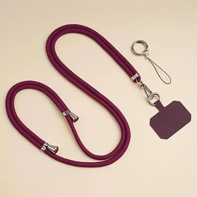 Universal Adjustment Phone Lanyard Necklace Strap Phone Case Solid Color Long Hanging Rope With Clip Anti-Lost Crossbody Lanyard