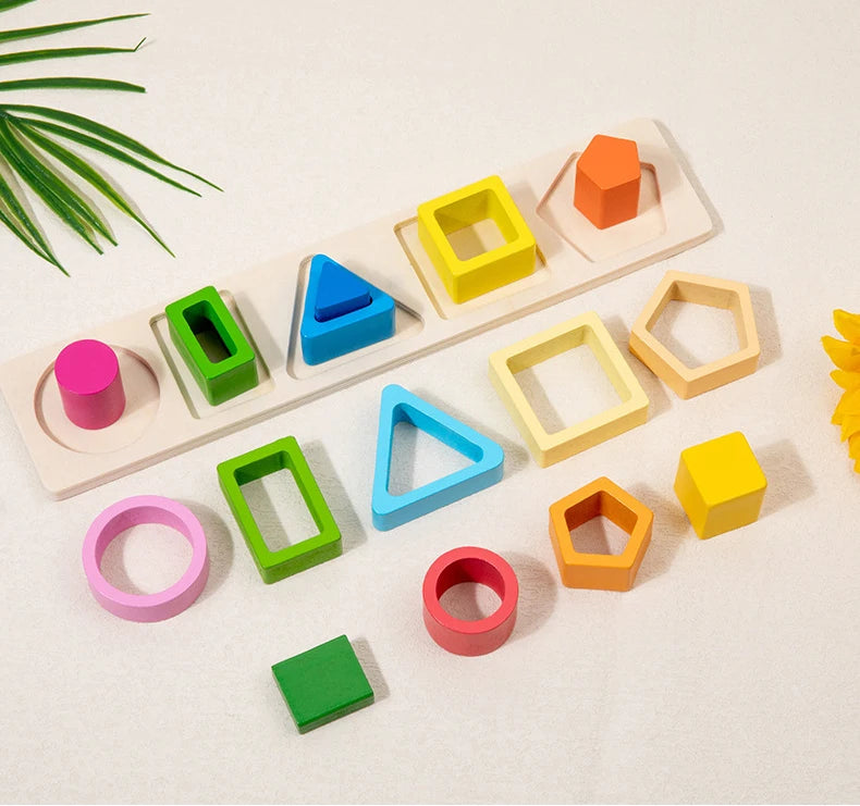 Montessori  Wooden Color Shape Cognitive Classification Matching Puzzle Children's Magnetic Fishing Learning Educational Toys