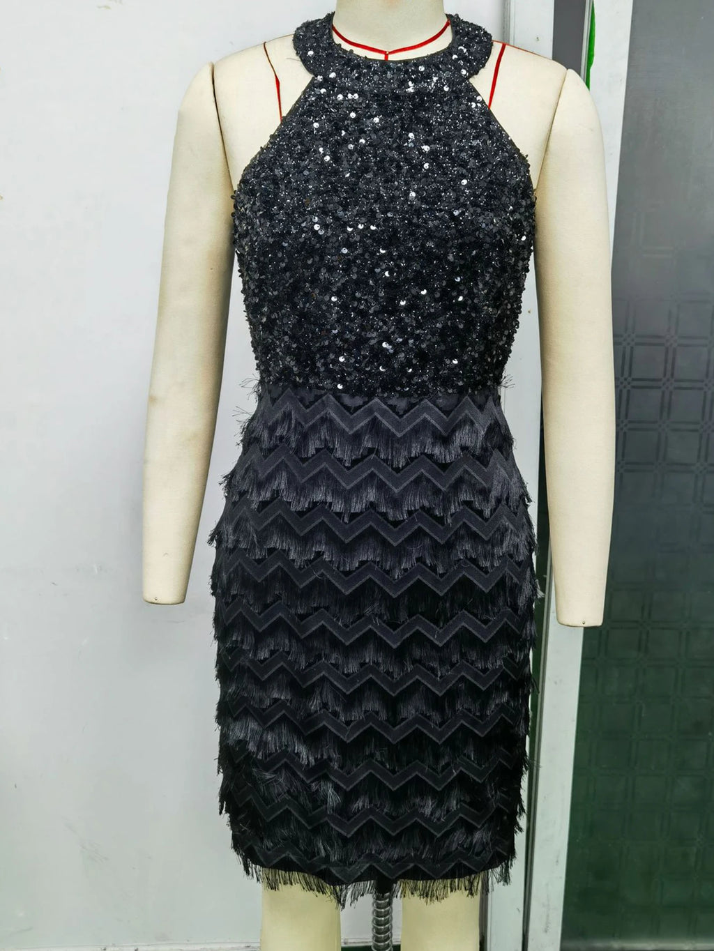 Glamour Muse Sequin Mini Dress - Backless, Shiny Tassel Bodycon for Summer Parties & Prom