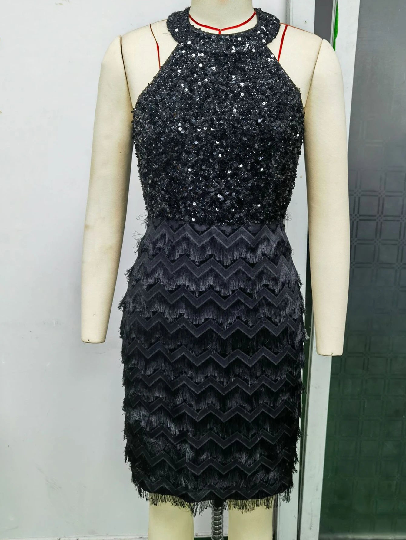 Glamour Muse Sequin Mini Dress - Backless, Shiny Tassel Bodycon for Summer Parties & Prom