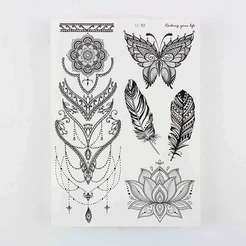 Henna Luxe Temporary Waterproof Tattoos - Sexy Body Art for 6 Months, Perfect for Festivals and Bold Self-Expression