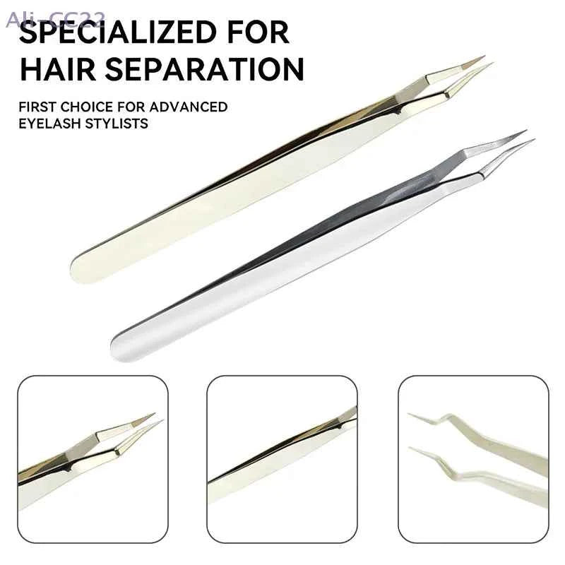 LuxeLash Anti-Slip Precision Tweezers | Curved & Straight Tips for Flawless Lash Extensions & Nail Art