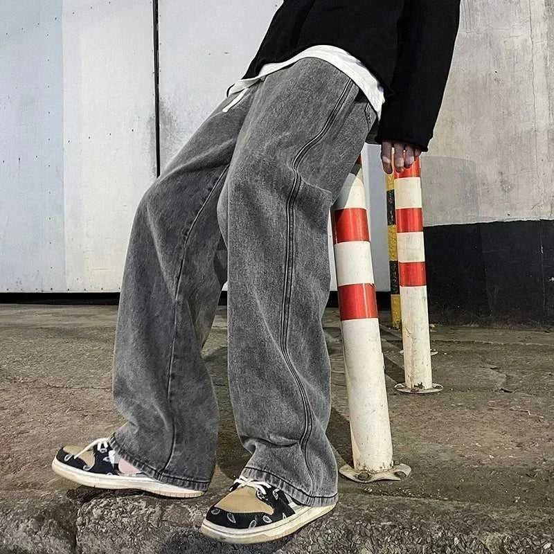 Korean Style Streetwear New Fashion Baggy Casual Men Jeans High Street Harajuku Denim Trousers Men Brand pants Black grey Blue The jack market .AU The jack market .AU Men Fashion $ 36 14:365458#Image color;5:361386
