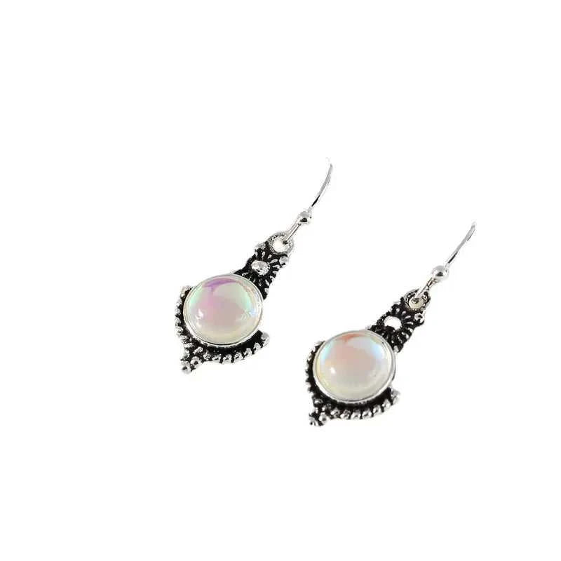 New moonstone retro earrings European and American fashion imitation Thai silver rainbow jewel ear hook jewelry The jack market .AU The jack market .AU Jewellery & Chains $ 47 200001034:10