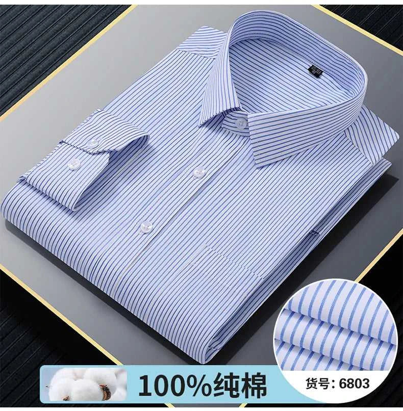 High Quality 100% Cotton Men's Shirts Long Sleeve Slim Fit Business Formal Striped Shirt Social Male Clothing Plus Size 8XL 7XL The jack market .AU The jack market .AU Men Fashion $ 43 14:691#6808;5:200000900#47 Size (100-110KG)