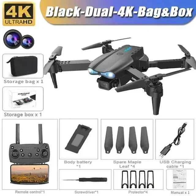 New E99Pro RC Drone 4K Professinal With Wide Angle Dual HD Camera Foldable RC Helicopter 5G WIFI FPV Height Hold Apron Sell The jack market .AU The jack market .AU Drones $ 75 14:193#E99-Dual-4K-Bag-Box
