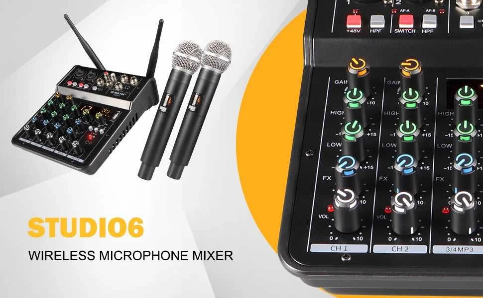 Audio Sound Mixer with Microphone G-MARK Studio 6 Bluetooth Portable DJ Console+48V USB Interface Mixing Boards For Live The jack market .AU The jack market .AU Accessories Electronics $ 115 <none>