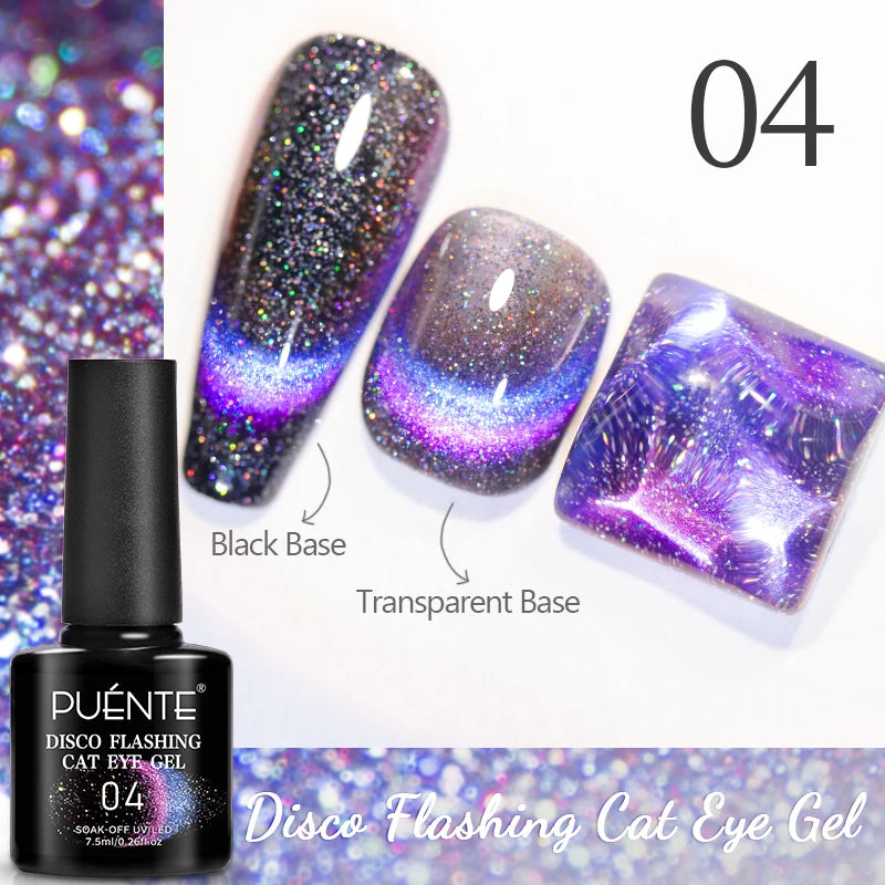 PUENTE Cat Eye Magnetic Gel Nail Polish - Vibrant Starry Galaxy Effect, Soak Off UV, 7.5ML