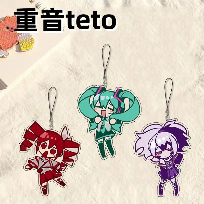 Hatsune Miku accent teto peripheral mobile phone chain car keychain anime acrylic pendant doll toys girl halloween gift