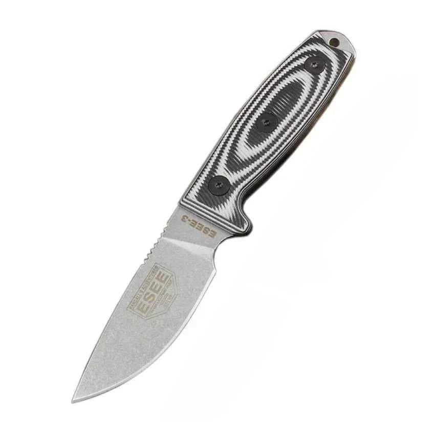 ESEE-3 Hunting Fixed Blade Knife with Sheath 9Cr18Mov Blade G10 Handle Portable Survival Outdoor Knife Cutting Tactical Knife