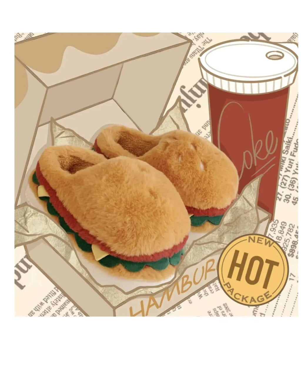 Funny Cute Hamburger Home Slippers Shoes For Men And Women Indoor Household Slippers Warm And Non Slip Winter Fun Couple Cotton The jack market .AU The jack market .AU Step Up Your Style: Trendy Shoes for Every Occasion! $ 75 14:366#Package Cute Burger;200000124:201446565