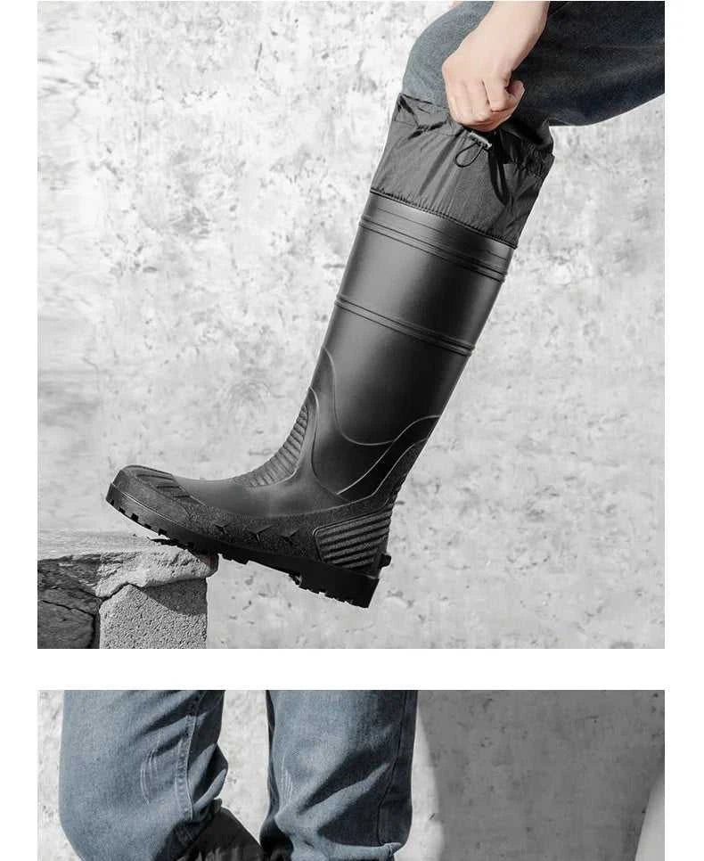 Black High-Top Men's Rain Boots, Adjustable Drawstring Long Boots, Wear-Resistant, Non-Slip, Outdoor Fishing Waterproof Boots, Farm Work Rain Boots, Pvc Water Boots The jack market .AU The jack market .AU Step Up Your Style: Trendy Shoes for Every Occasion! $ 71 14:193;200000124:200000364