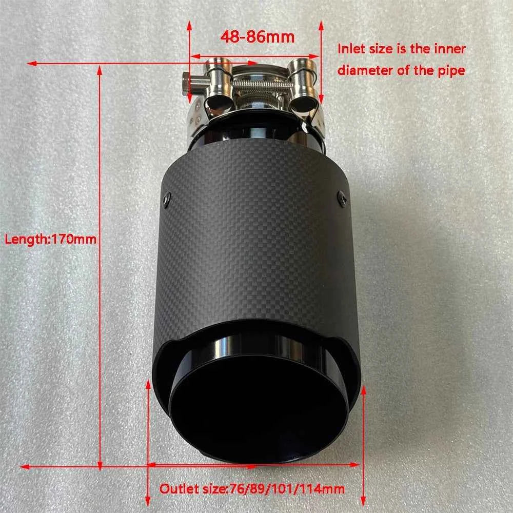 1Pcs Universal Car Single Exhaust Tip Pipe Glossy Twill Carbon Fiber Silver Muffler Exhaust Nozzle For AK Logo Refit Tailpipe