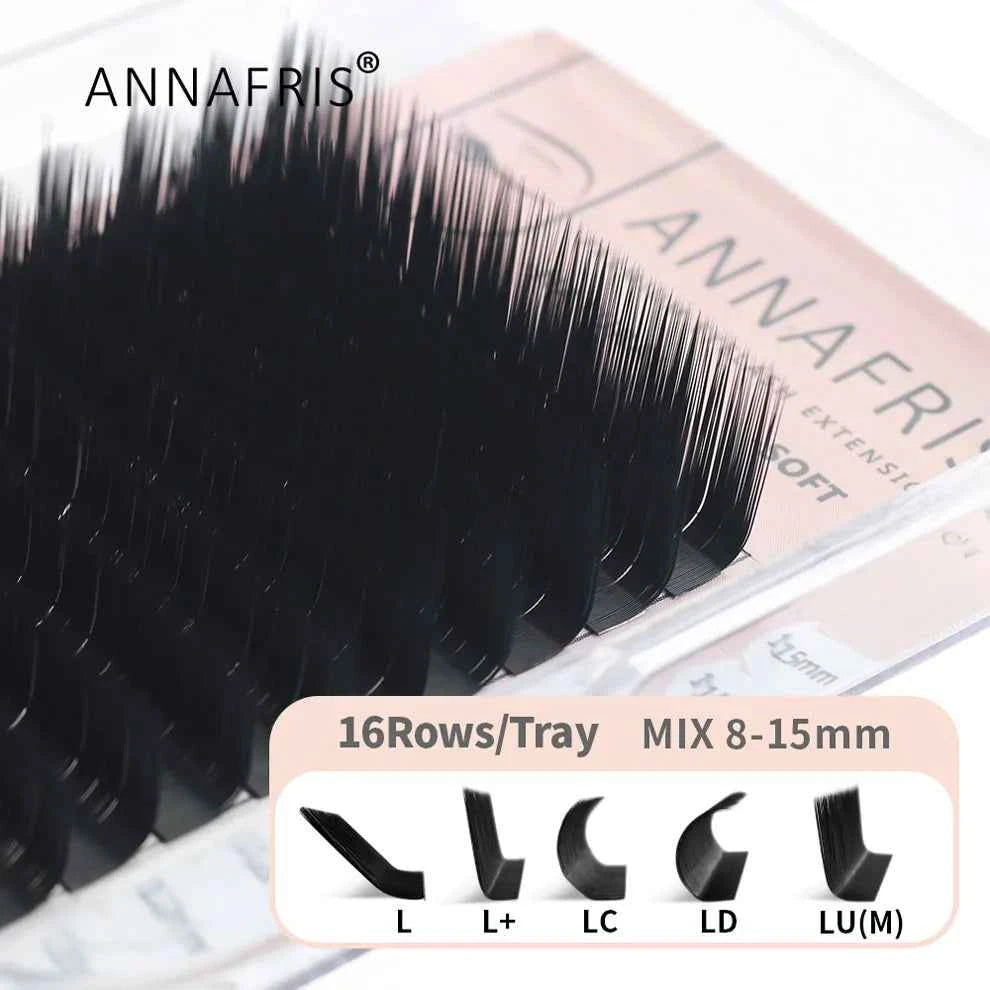 ANNAFRIS Premium Mink Eyelash Extensions - 5 Cases, 16 Rows, C/DD Curl for Stunning, Natural Volume