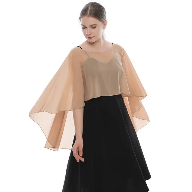 Women Chiffon Capes Shawl Ladies Evening Wedding Party Capes Shrug Ladies Bridal Lightweight Long Shawl and Wraps Dress Cover Up