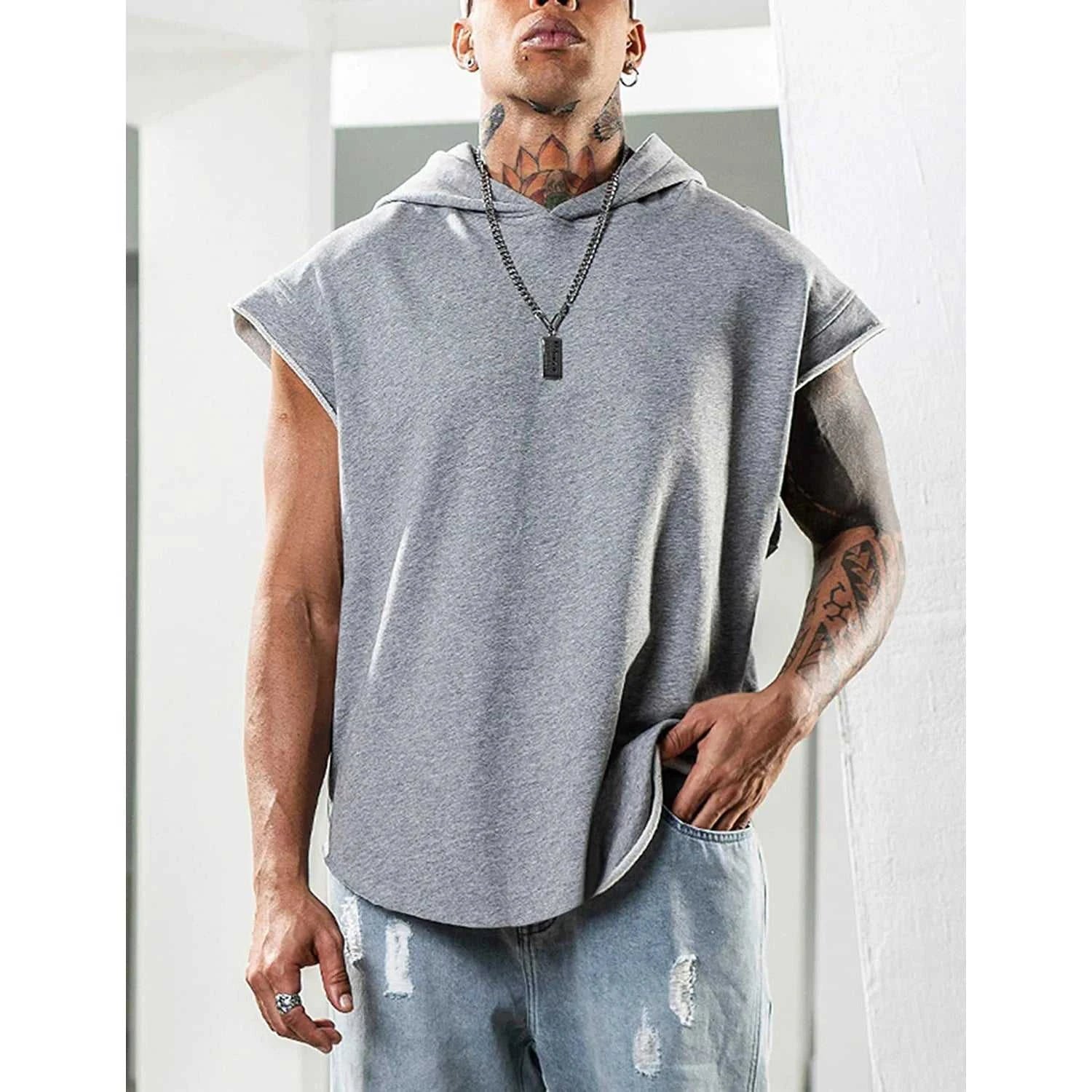 2026 Men Tank Top Fitness Training Pullover Leisure Fashion Sleeve Men's Hooded Vest Solid Color Tank Tops For Male The jack market .AU The jack market .AU Men Fashion $ 31 14:193;5:4183
