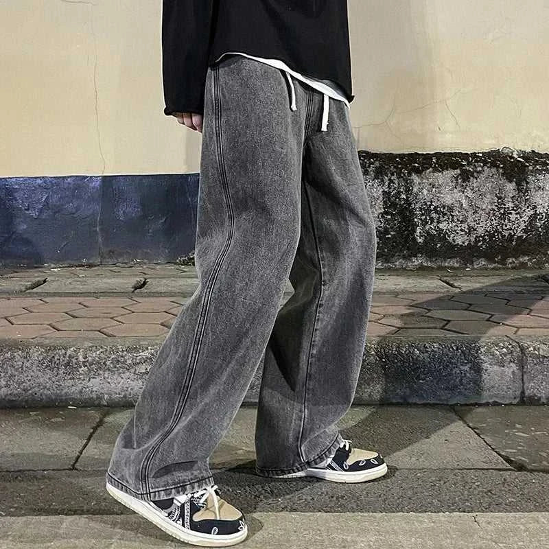 Korean Style Streetwear New Fashion Baggy Casual Men Jeans High Street Harajuku Denim Trousers Men Brand pants Black grey Blue The jack market .AU The jack market .AU Men Fashion $ 36 14:365458#Image color;5:361386