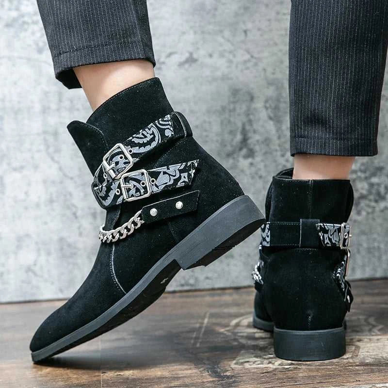 Black Men Short Boots Brown Flock Buckle Strap Round Toe Ankle Boots for Men Business Men Boots Zapatos Hombre The jack market .AU The jack market .AU Step Up Your Style: Trendy Shoes for Every Occasion! $ 106 14:100018786#brown;200000124:200000900