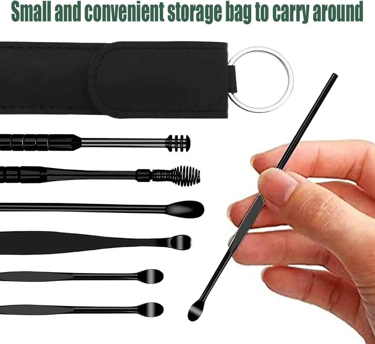 6Pcs/set Ear Cleaner Ear Wax Pickers Stainless Steel Earpick Wax Remover Piercing Kit Earwax Curette Spoon Care Ear Clean Tools
