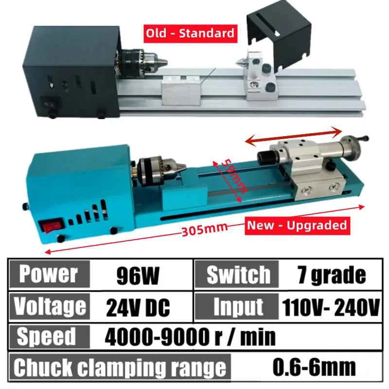 Mini Lathe Machine by [Brand Name] - Versatile Woodturning & Polishing Tool, Adjustable for Creative Projects, 110V-240V
