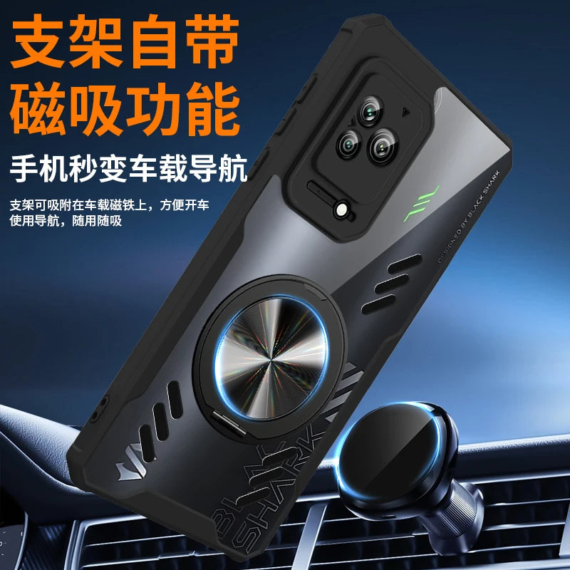 Magnetic 360° Rotation Stand Phone Case For Black Shark 5 Pro 5RS Case Graphene Heat Dissipation Transparent Cover