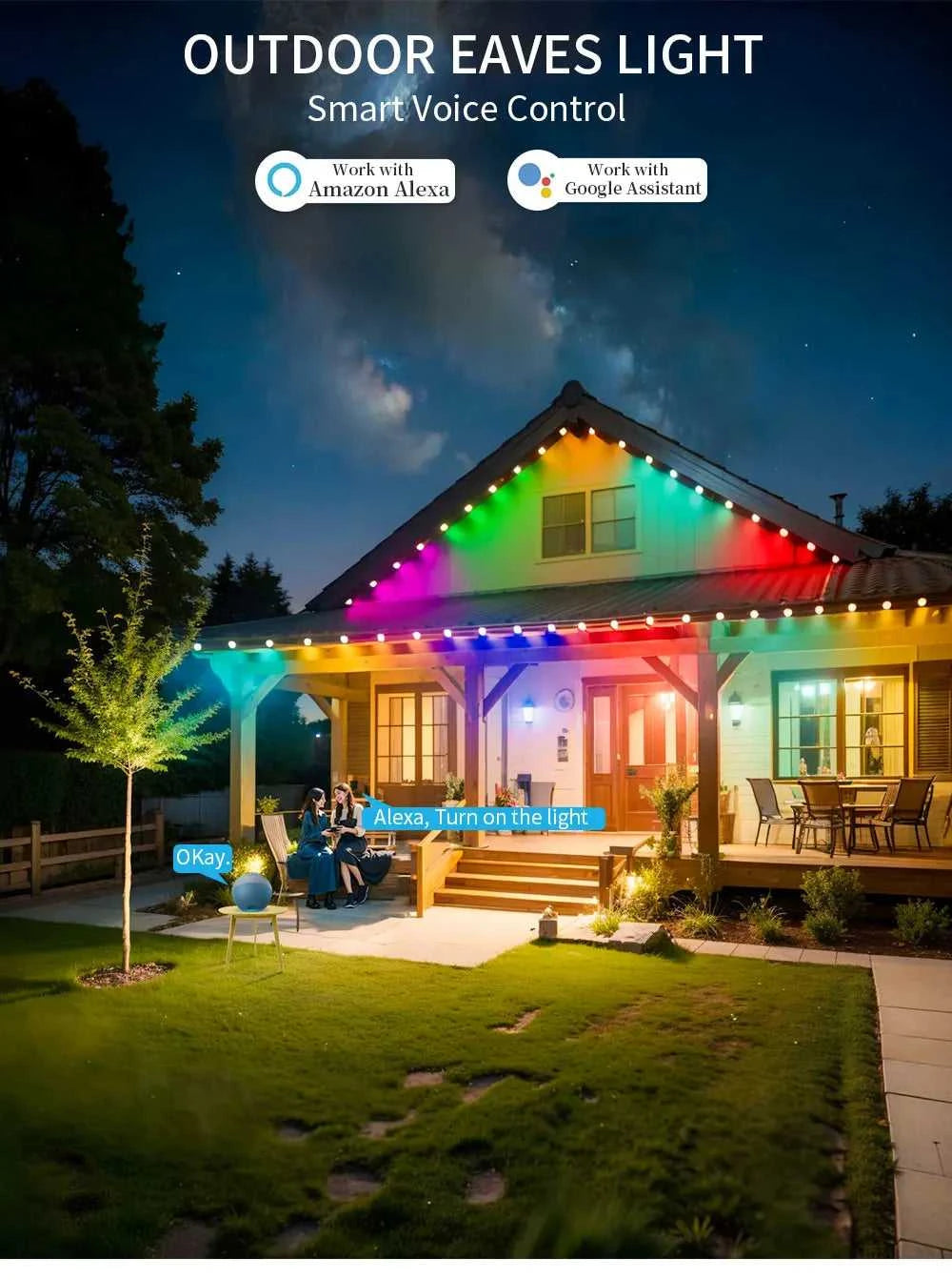 5054 16703IC(WS2811 WS2812B) Outdoor Eaves LED Light String Kit 2.4G BEL+WIFI Controller Work With Alexa Google Home Assistant The jack market .AU The jack market .AU Home $ 224 136:9131281595#Eaves LED Light;14:233220333#UK Plug;380:42061083#45m