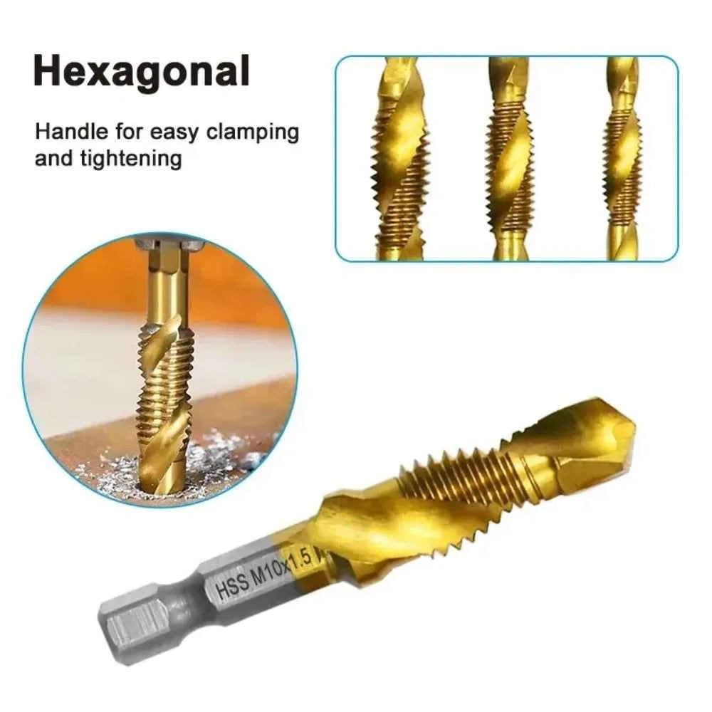 Titanium Plated 6pc HSS Tap and Drill Set - High-Speed Performance for Ultimate Precision