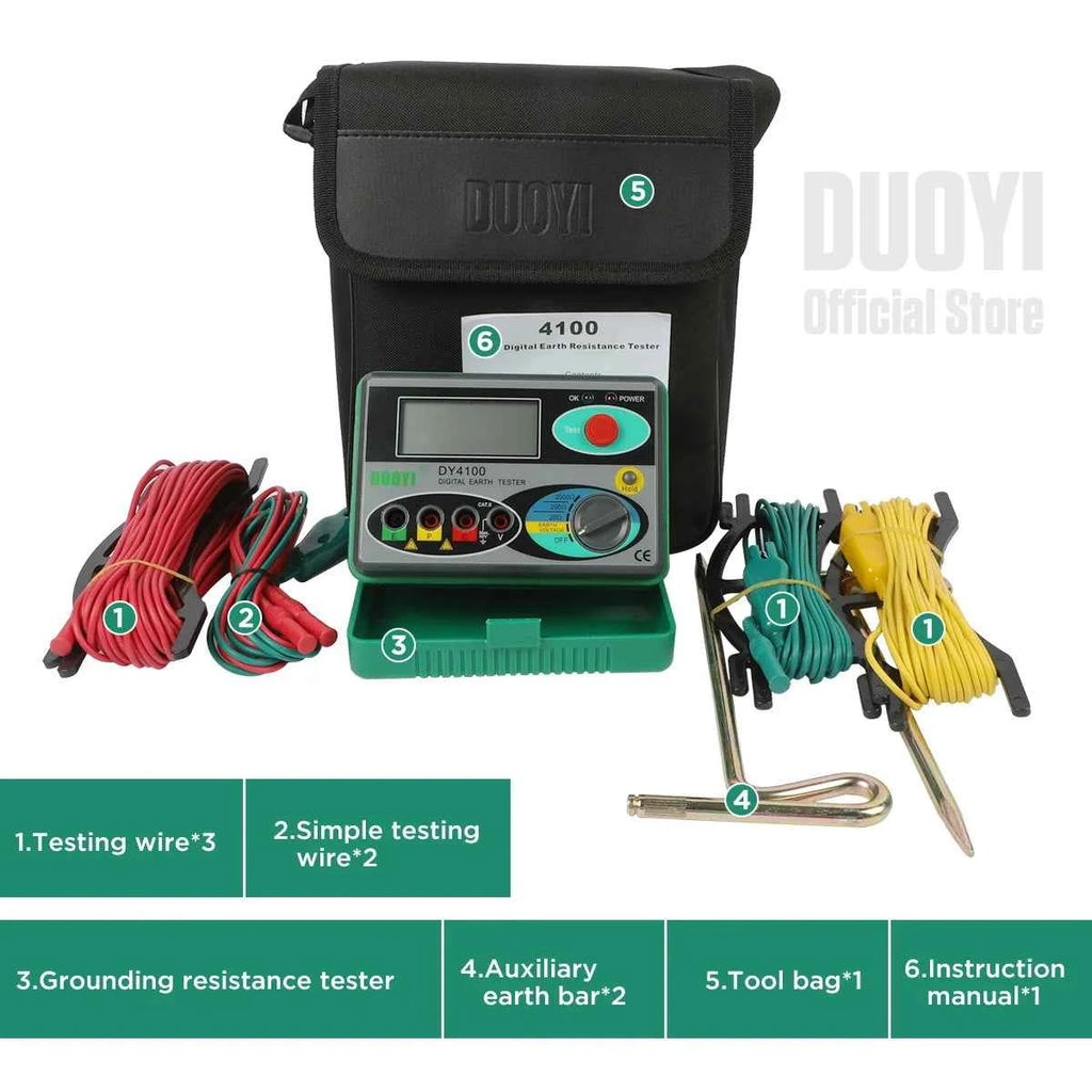 Digital Earth Ground Resistance Tester,0-2000 ohm Meter Earth Resistance Tester,Overload Protection AC Ground Voltage Meter