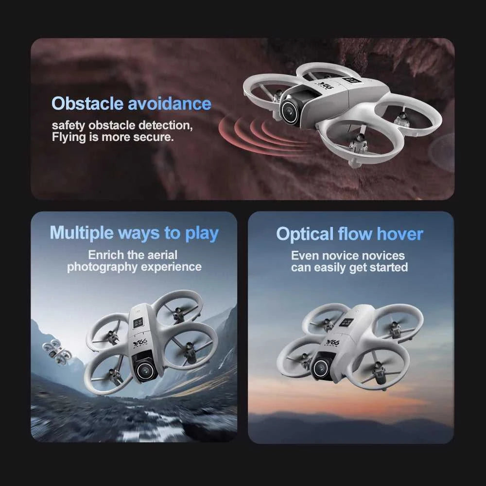 V66 Mini Drone 4K Profesional Dual Camera Headless Mode Obstacle Avoidance WiFi FPV Dron 360° Flip RC Quadcopter Toys for Kids The jack market .AU The jack market .AU Drones $ 85 14:10#Grayish White