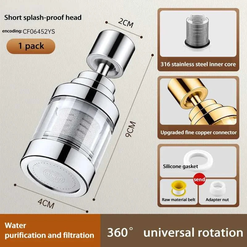 Kitchen Faucet Purifier 360°Rotating Anti Splash Water Telescopic Faucet Extender 316 Stainless Steel Faucet Tap Water Filter The jack market .AU The jack market .AU $ 71 14:10#316 Two Short