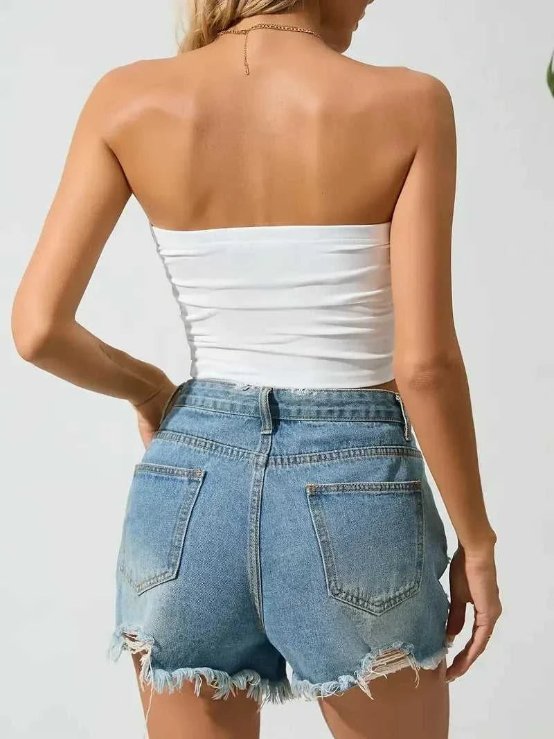 Europeans And Americans Solid Color Strapless, Off-the-shoulder Short Bodice Women's Backless Short Boat Neck Cami Tank Top The jack market .AU The jack market .AU $ 51 14:273312254#Wine;5:361386