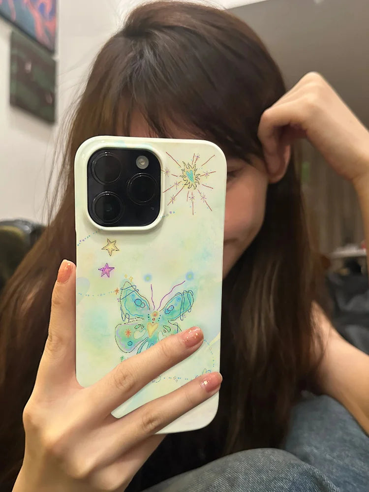 Butterfly Dreams Shockproof iPhone Case - Cute Cartoon Design for iPhone 16, 15, 14, 13 Pro Max, 12, 11, 8, 7, X, XS, XR