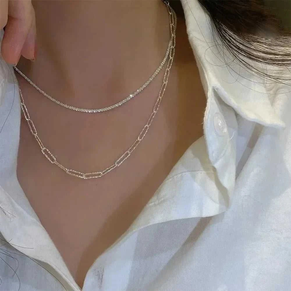 Silver Color Sparkling Necklace For Women Trendy Clavicle Chain Choker Girls Korean Wedding Party Jewelry Accessories The jack market .AU The jack market .AU Jewellery & Chains $ 47 200001034:361180#A