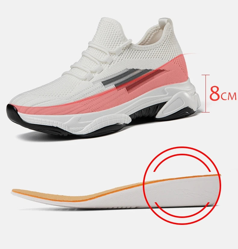 Men Elevator Shoes Fashion Outdoor Casual Sneakers Height Increase Shoes for Men Height Increase Insole 8CM Lift Platform Shoes