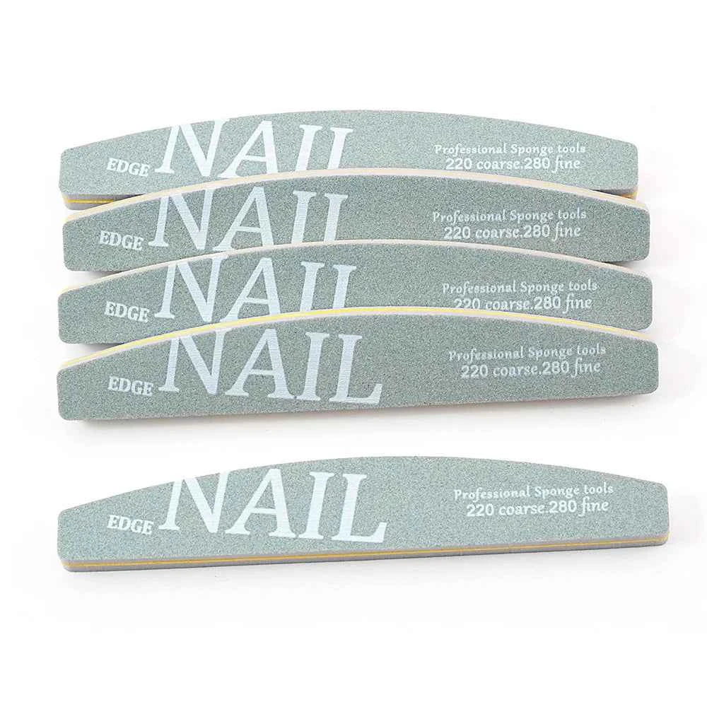 5/10 Sponge Block Nail Art File 220/280 Grit Green/Grey Halfmoon Lime a Ongle Buffer Nail Supplies Professional Manicure Tools
