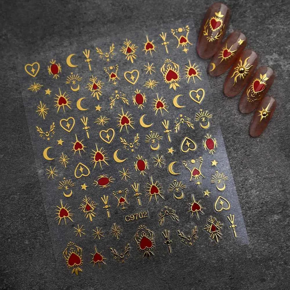 1pcs 3D White Hibiscus Flowers Nail Stickers Holographic Silver Gold Tropical Petal Slider For Nails French Manicure Decoration
