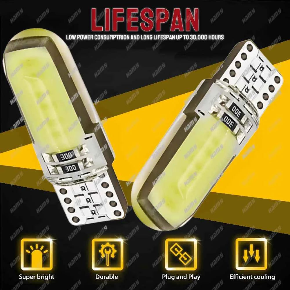 10/20/30/50 PCS T10 W5W LED Bulb For Car Interior Dome Reading Maps Trunk License Plate Side Lights 12V COB 7000K White Red Blue