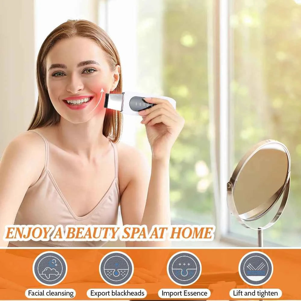 GlowWave Ultrasonic Skin Scrubber - Deep Cleansing Face Peeler for Blackhead Removal & Pore Refinement