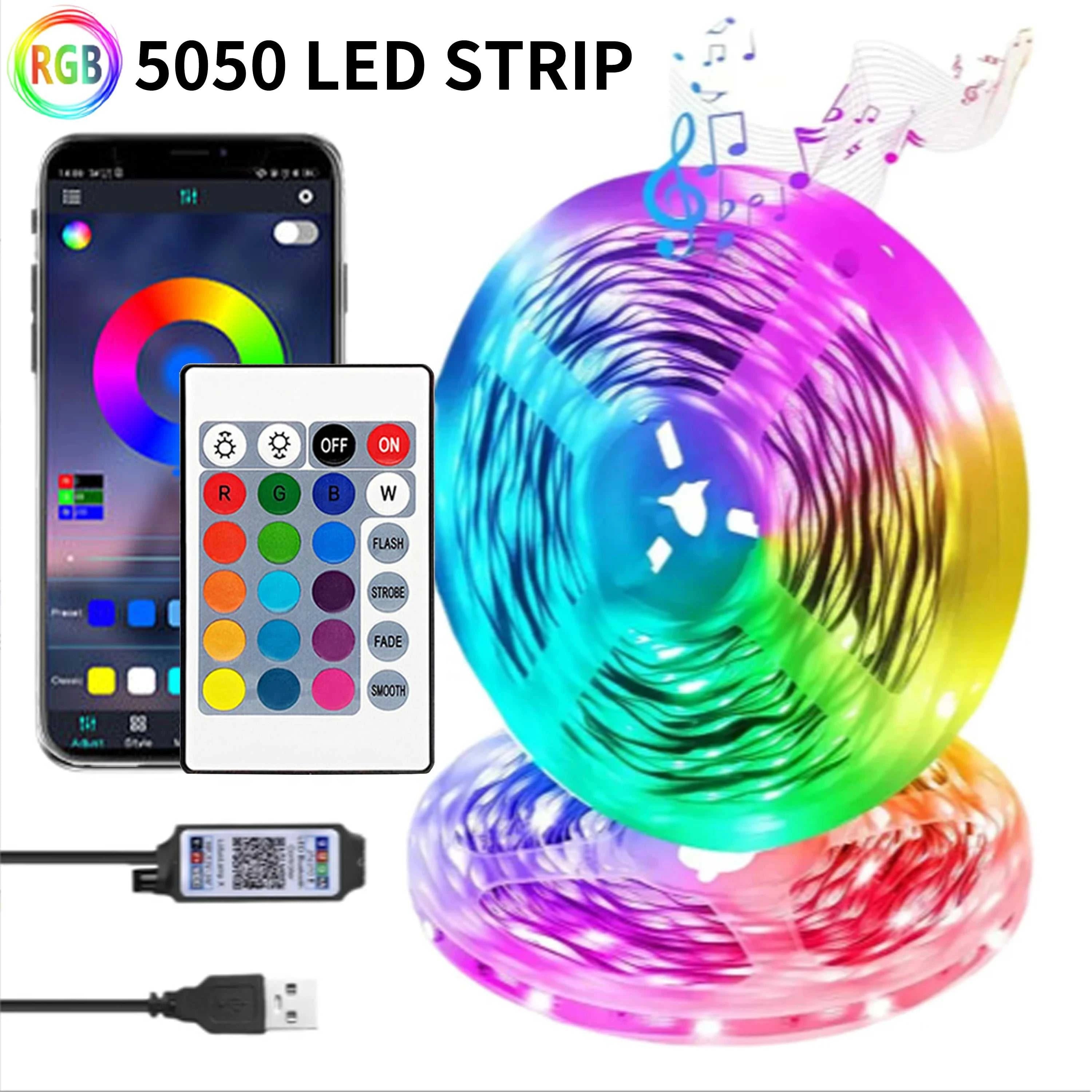 1-30M 5V USB Bluetooth LED Strip Light SMD 5050 5V RGB Flexible LED Strip Bluetooth APP Control Color Change For TV background The jack market .AU The jack market .AU Home $ 56 136:9131278654#24key IR controller;380:6286#20 m