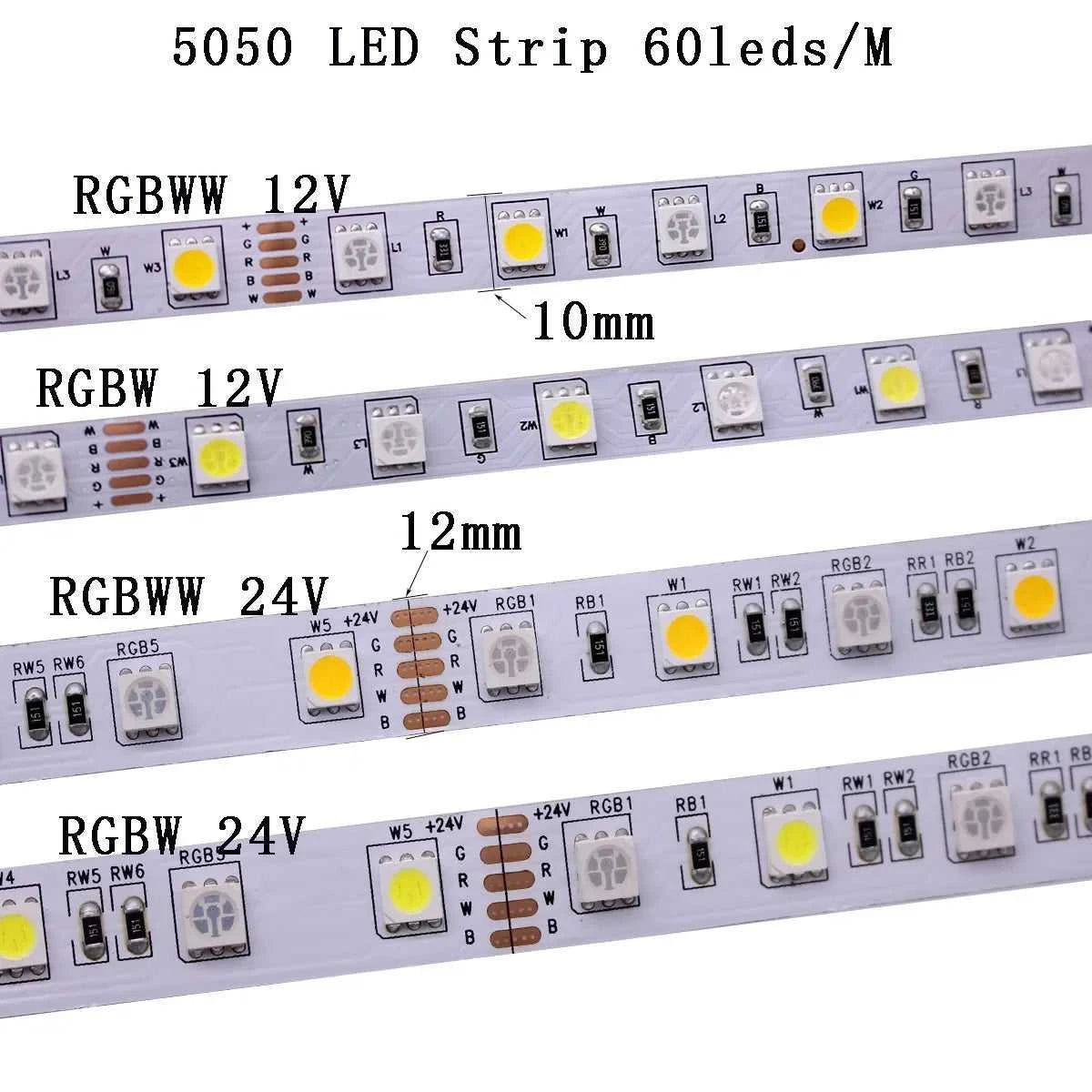 DC12V 24V 5050 LED Strip RGBW Flexible LED Light 60LED/m NW 4000K UV IP20/IP65 RGB+White/+Warm White RGBCCT Tape for decoration The jack market .AU The jack market .AU Home $ 62 136:200003940#RGBWW 5pin 10mm PCB;14:10#IP67 Tube Waterproof;249:200006306#24V