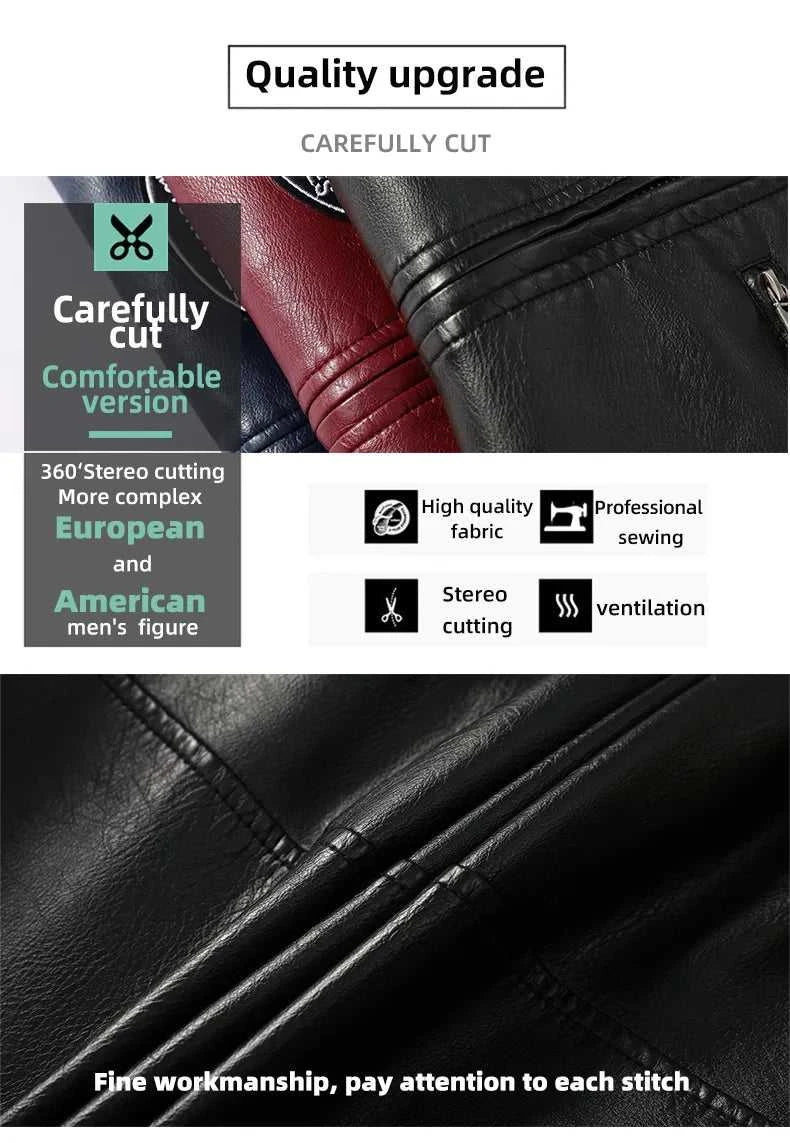 European American New Fashion Women's Plus Size Casual Trendy Stand Collar Long Sleeve Contrast Color PU Jackets Male Coats Tops The jack market .AU The jack market .AU Men Fashion $ 91 14:10;5:361386