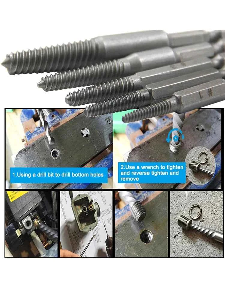 HexaFix Broken Screw Extractor Set - 5PC Hexagonal Handle Tool for Effortless Thread Removal