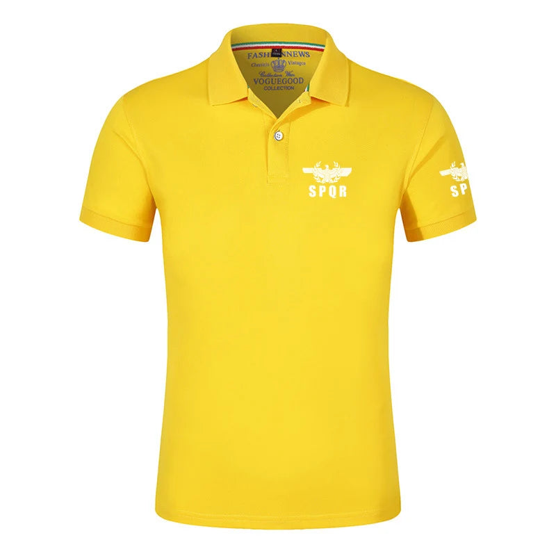 2024 New SPQR Roman Gladiator Imperial Golden Eagle Printed Summer Casual Polo Shirts Men Summer Short Sleeves T-shirts Tops