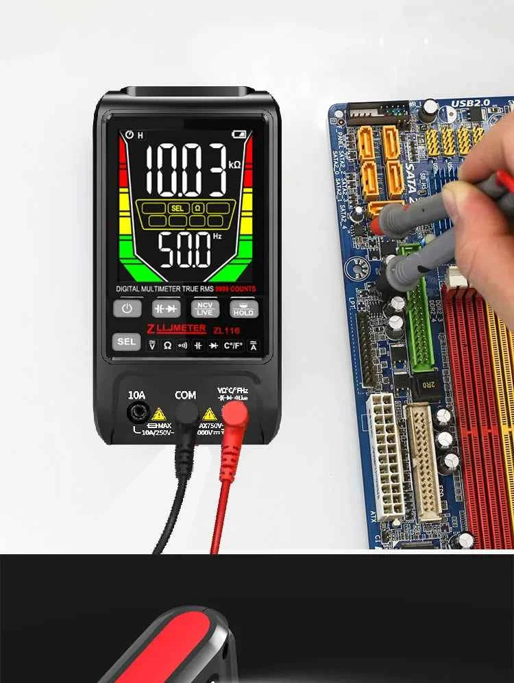 SmartTech USB Rechargeable Digital Multimeter - True RMS, AC/DC Current, Capacitance, Temperature, Auto Range