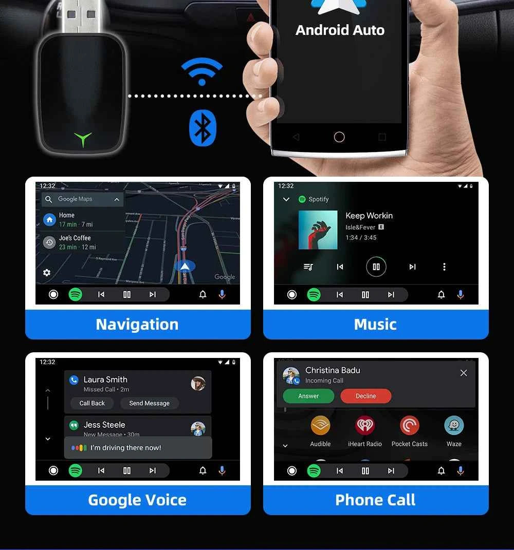 Carplay Android Wireless 2-In-1 Adapter Car Gadget Smart Magic Box Plug and Play 5Ghz Wifi Plug and Play Seconds Link