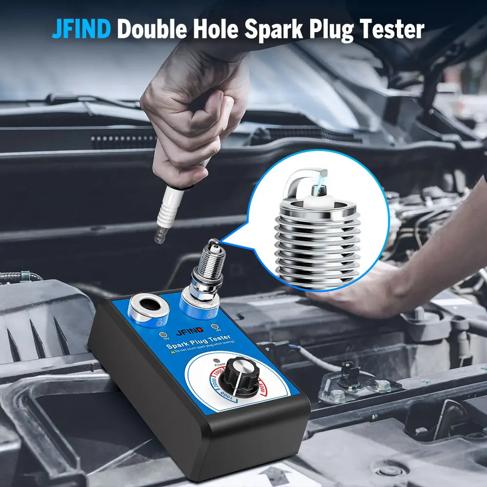 Spark Plug Tester Double hole Diagnostic Tool Car 12V Spark Tester 0-6000rpm Auto Engine Ignition Detector Tools