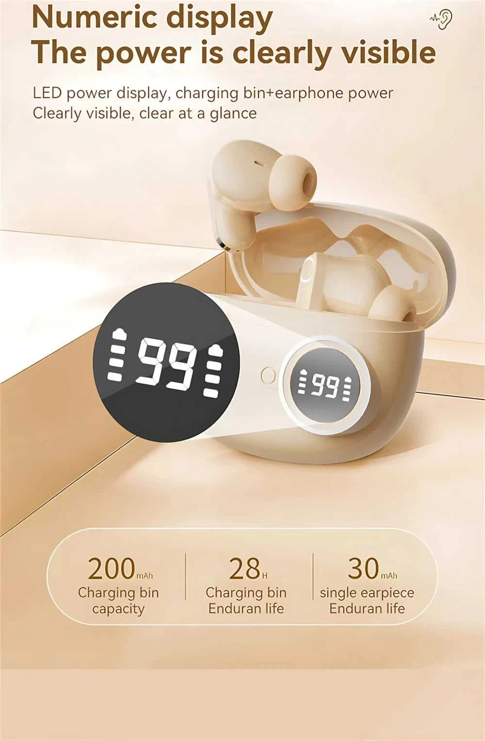 Bluetooth 5.4 Headphones True Wireless In-ear Long Noise Reduction TWS Sports High Sound Quality Digital Display Screen Earplugs The jack market .AU The jack market .AU Accessories Electronics $ 54 14:29#White