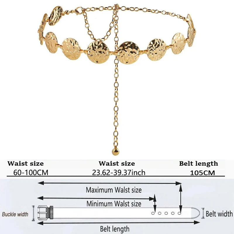 Women's Metal Chain Belt – Gold & Silver Waist Chain for Dresses