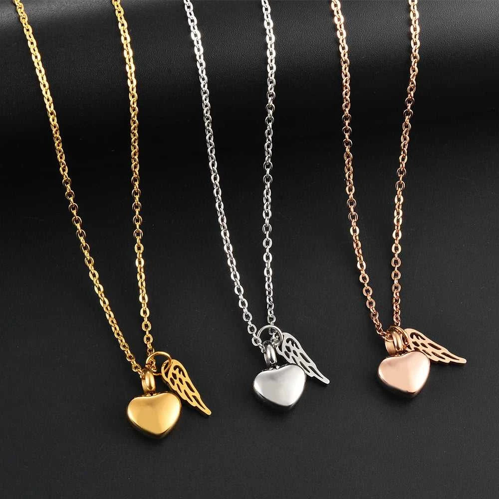 Fashion Heart with Angel Wings Ashes Urn Necklace Cremation Stainless Steel Memorial Pendant Keepsake Jewelry Gift The jack market .AU The jack market .AU Jewellery & Chains $ 51 200001033:200003758#Rose Gold Customized